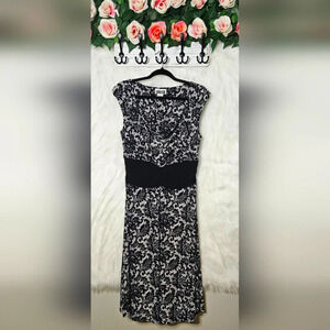 Selina Lace Print Ruched Waist Midi Dress